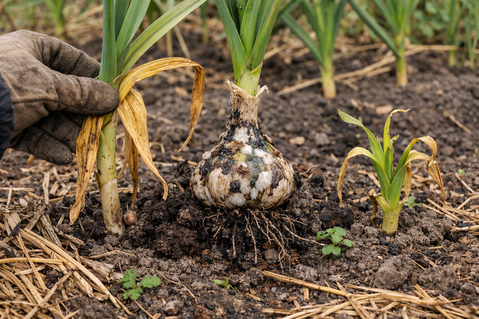 Overwintered Garlic in March